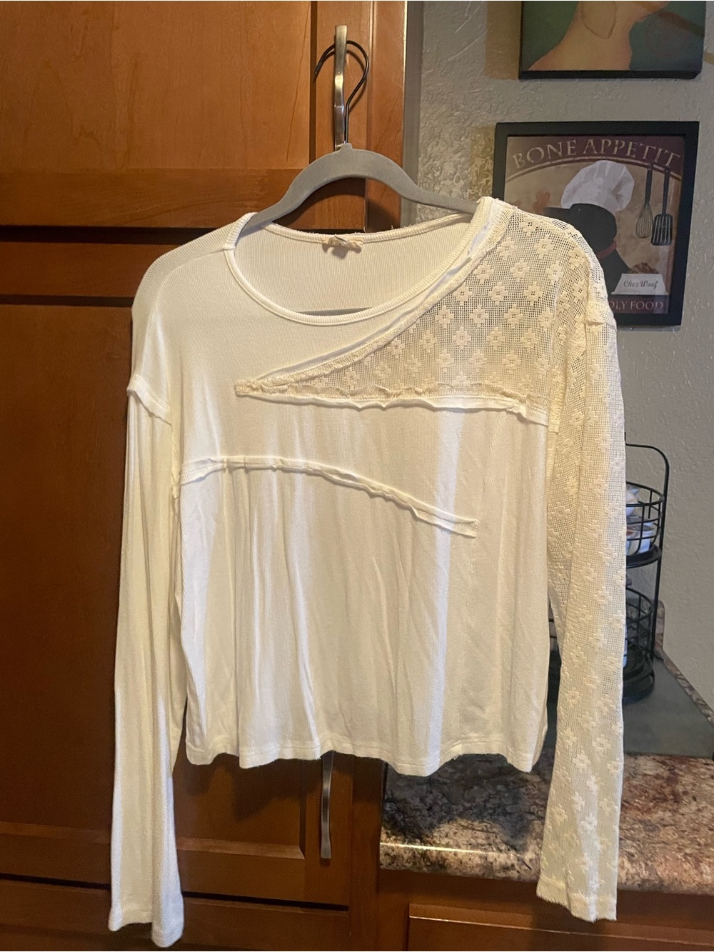 POL White Lace Accent Top